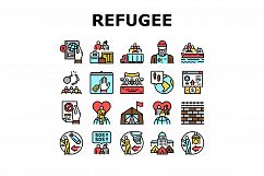 Refugee From Problem Collection Icons Set Vector Product Image 1