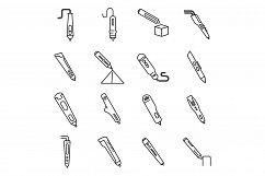 3d pen model icons set, outline style Product Image 1