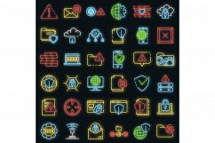 Firewall icons set vector neon Product Image 1