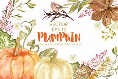 Vector watercolor pumpkin clip arts Product Image 1