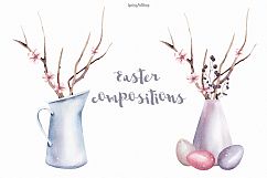 Happy Easter watercolor clipart Pastel flower illustration Product Image 4