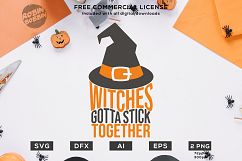 Witches Gotta Stick Together Halloween Design SVG DXF EPS AI Product Image 1