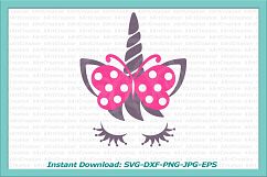 Unicorn face eyelashes with bow butterfly svg dxf clipart Product Image 2