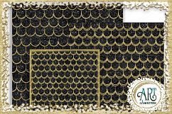 18 Digital Papers - Black and Gold Glitter - Mermaid Scale Tail Digital Paper, Texture of Mermaids Scales  : JPEG files 12X12 INCH each Product Image 8