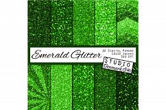 Emerald Green Glitter Digital Paper - Green Sparkle Chunky Product Image 1