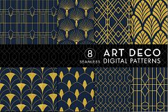 8 Seamless Art Deco Patterns - Gold &amp; Navy Blue - Set 3 Product Image 1
