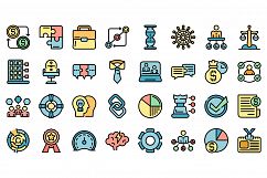 Business collaboration icons set vector flat Product Image 1