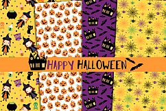 Cute Halloween digital paper set, Seamless background pattern printable Product Image 3