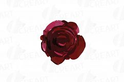 Watercolor Red and Burgundy Roses and leafs clip art pack Product Image 8
