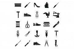 Classic shoe repair icons set, simple style Product Image 1