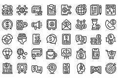Financial support icons set, outline style Product Image 1