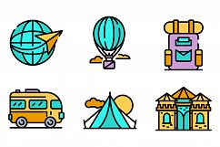 Excursion icons vector flat Product Image 1