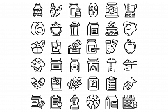 Sports nutrition icons set, outline style Product Image 1