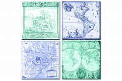 Patina Maps Digital Paper - 14 Antique Maps Product Image 4