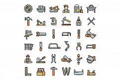 Carpenter icons set, outline style Product Image 1