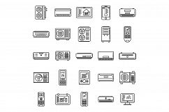 Modern climate control systems icons set, outline style Product Image 1