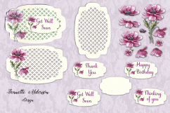 Mauve Vintage flower decoupage card with a trellis topper Product Image 1