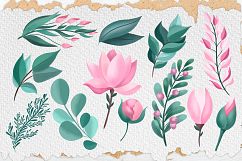 Pink Flowers. Clip art set Product Image 5