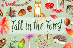 Watercolor Fall in the Forest Clip Art Set Product Image 1