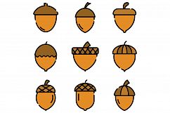 Acorn icons vector flat Product Image 1