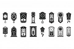 Wall pendulum clock icons set, simple style Product Image 1