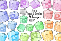 Kawaii Trash and Recycling Clipart Product Image 1