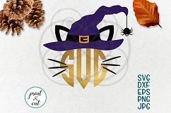 Halloween cat face circle monogram svg colored layered file Product Image 1