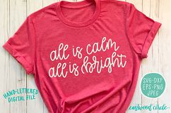 All Is Calm All Is Bright Hand Lettered SVG Product Image 2