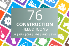 76 Construction Filled Round Corner Icons Product Image 1