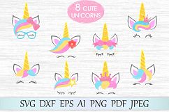 Unicorn kit svg, Unicorn svg file, Unicorn head svg, Unicorn face svg, Cute unicorns, Unicorn cricut, Unicorns clipart, Unicorns cut file Product Image 1