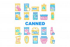 Canned Food Nutrition Collection Icons Set Vector Product Image 1