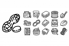 Peanut icons set, outline style Product Image 1