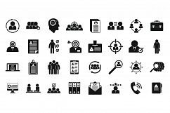 Headhunter icons set, simple style Product Image 1