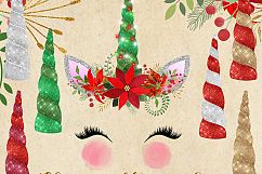 Christmas Unicorn Faces Clipart Product Image 3