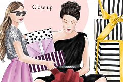 Girls with gifts fashion clipart Product Image 2