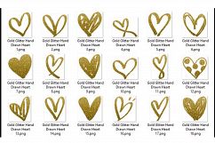 30 Gold Glitter Hand Drawn Heart Clip Arts Wedding Valentine Product Image 7