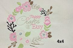 Floral Wreath Font Frame Monogram Design - EMBROIDERY DESIGN FILE - Instant download - Vp3 Hus Dst Exp Jef Pes formats 5 sizes 3,4,5,6,7inch Product Image 2