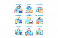 Car Repair Garage Set Icons Vector Illustrations Product Image 1