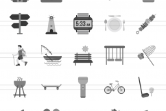 166 Activities Flat Greyscale Icons Product Image 2