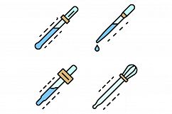 Pipette icon set line color vector Product Image 1