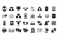 Translator icons set, simple style Product Image 1