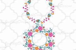 Floral SVG Flower Wreath SVG, Roses Monogram Frame SVG Product Image 3