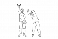 Elderly Fitness Exercising Senior Couple Vector Illustration Product Image 1