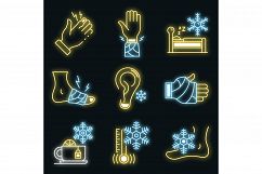 Frostbite icons set vector neon Product Image 1