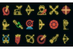 Archery icons set vector neon Product Image 1