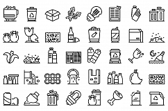 Waste icons set, outline style Product Image 1