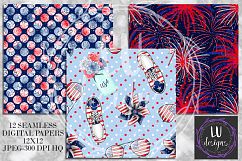 4th Of July Digital Papers, Independence Day Seamless Patterns, USA Backgrounds Product Image 4