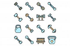 Dumbell icons set line color vector Product Image 1