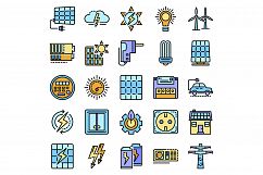 Energy equipment icon set line color vector Product Image 1