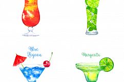   Set of watercolor fruits and cocktails. Summer collection of design elements. Product Image 5